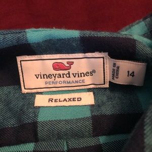 Vineyard vines teal buffalo plaid